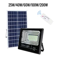 Светодиодный солнечный светильник 25 Вт 40 Вт 60 Вт 100 Вт Светодиодный прожектор светильник снаружи Водонепроницаемый IP65 пульта дистанционного управления авто светильник в темное время суток