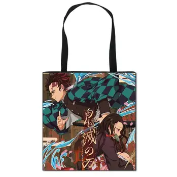 

Demon Slayer Kimetsuno Yaiba Tote Bags Women Girls Printing Shopping Bag Ladies Foldable Shopper Bags for Females HandBag