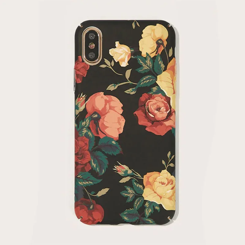 Наклейка на мобильный телефон с принтом богатые цветы черный подходит для apple iphone