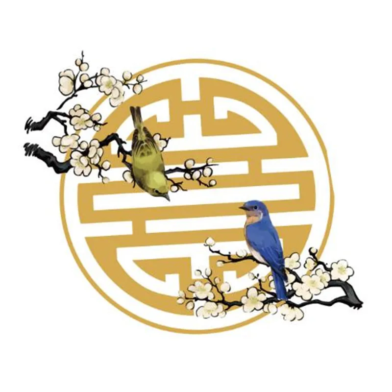 

Fashion Biker Patch Clothes 24CM Ins Birds Flowers Thermal Transfer Printing T shirt Women iron on patches for clothing Stickers