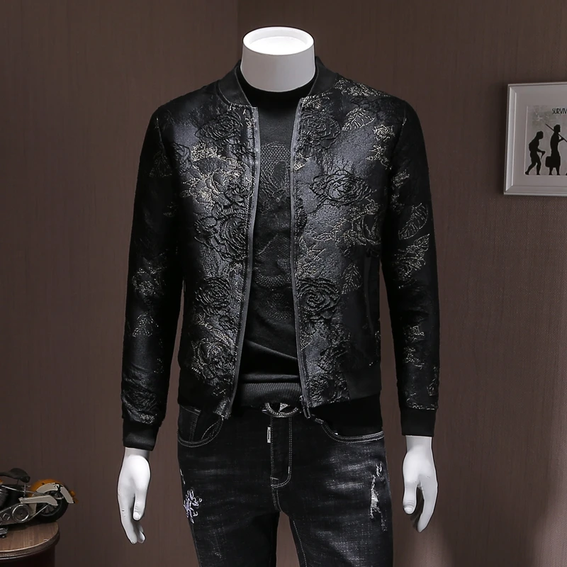 ^*Best Offers Мужская бейсбольная форма, приталенное пальто с цветочной вышивкой 2020, весенняя одежда, новый стиль, модные мужские куртки и пальто, M-5XL ^*Best Offers Мужская бейсбольная форма, приталенное пальто с цветочной вышивкой 2020, весенняя одежда, новый стиль, модные мужские куртки и пальто, M-5XL