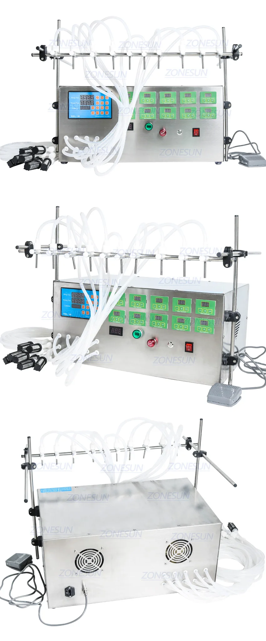 Электрический насос ZONESUN с цифровым управлением, разливочная машина для жидкости 3-4000 мл, для жидкой парфюмерной воды, сока, эфирного масла с 10 головками