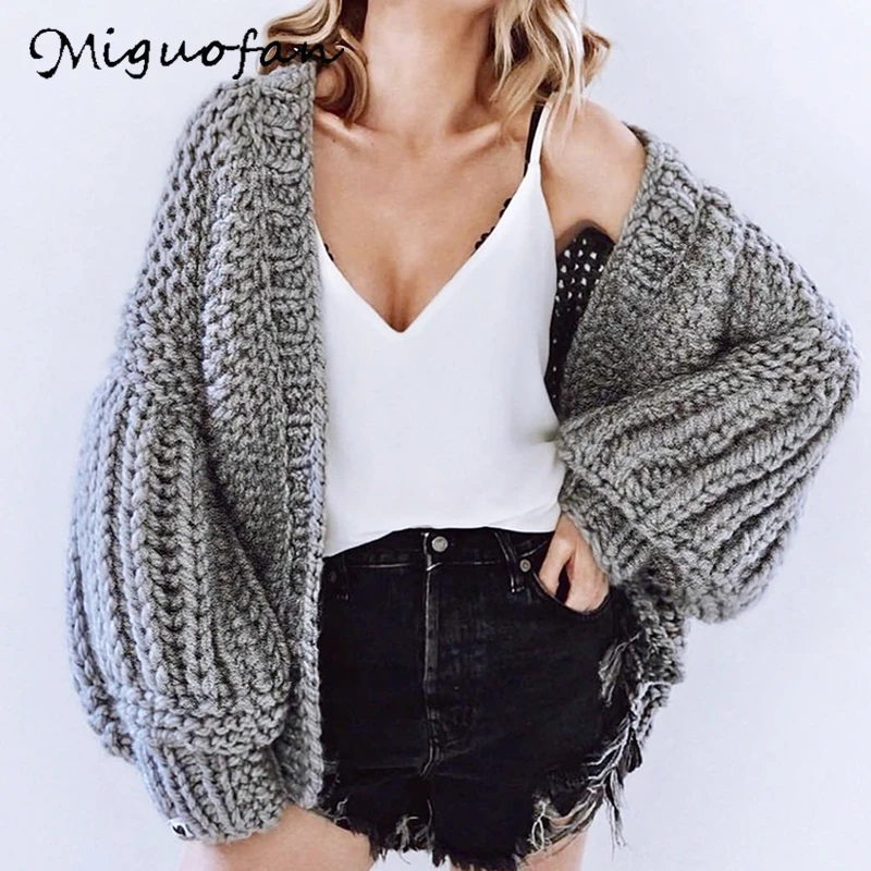 #Special Offers Miguofan women cardigans sweaters bawting long sleeve autumn winter thick coat sweaters casual jumpers female pull 2019 sweater