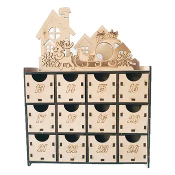 

Christmas Wooden Countdown Advent Calendar Box DIY 24 Drawers Candy Gift Boxes