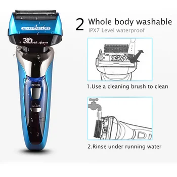 

Wet & Dry Razor Shavers LCD Display Rechargeable Pro Electric Cutters for Men Beard Trimmer Shaving Machine 4 Blade Professional