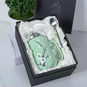 Домашняя кружка, керамическая чашка, чашка для питья, пара чашек с зеркальной крышкой, кружка, керамическая глазурь, цвет 450 мл, большая емкость, Офисная чашка - Цвет: 450ML gift box