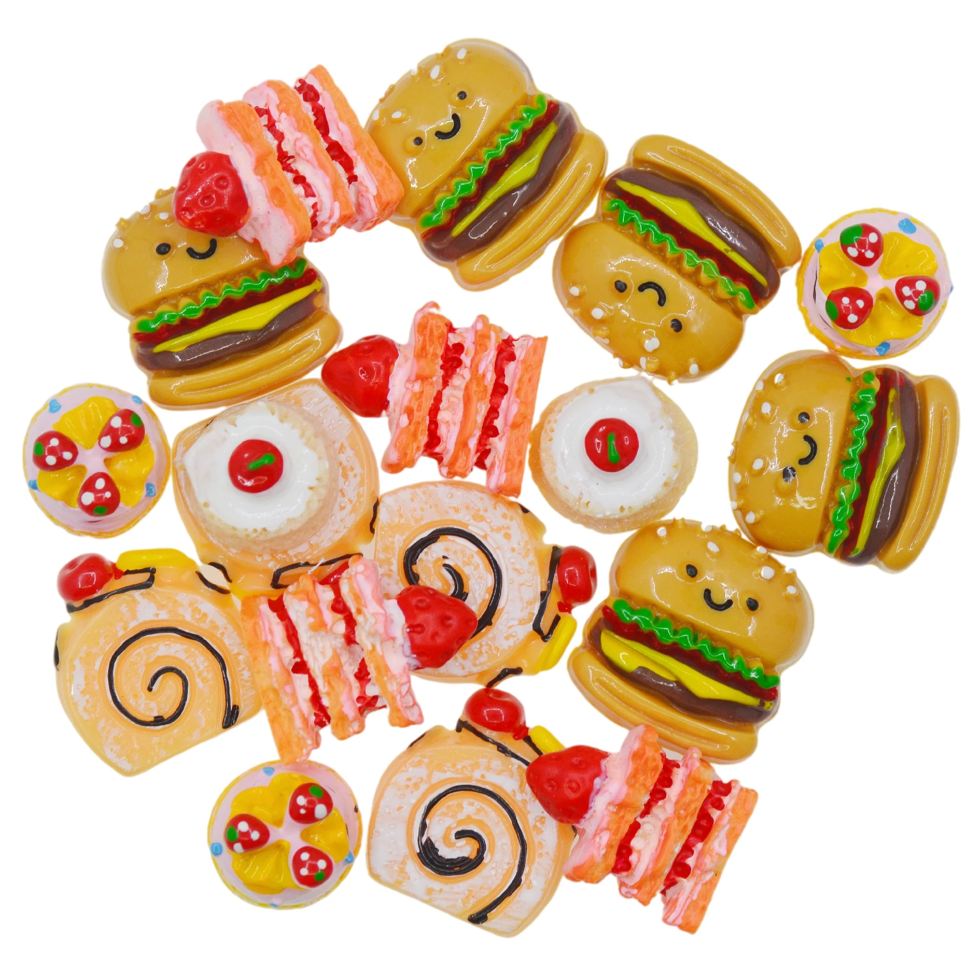

20PCS Japanese CANDY TOY Resin Dollhouse Hamburger Cake Miniature Crafts Embellishments Supplies DIY Decorating Accessories