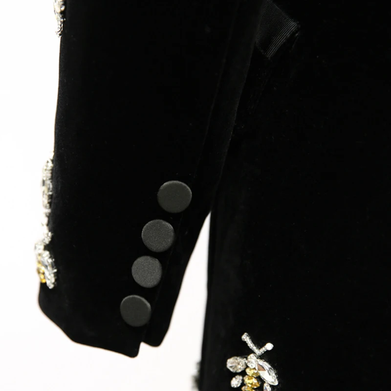 AELESEEN весеннее офисное женское длинное пальто женские роскошные бриллианты пчелы форма пуговицы одной кнопки Европейская куртка с карманами