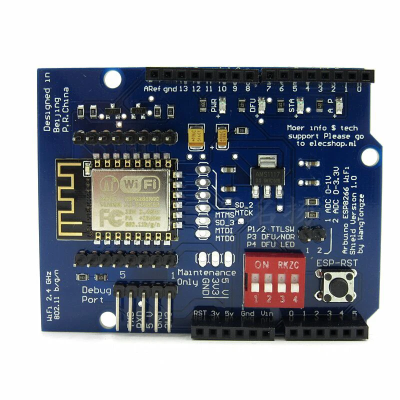 ESP-12E ESP8266 макетная плата UART wifi беспроводной щит для Arduino UNO 55*70 мм