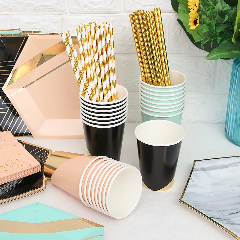 8/20/25 шт. Одноразовая посуда для вечеринок Бумага пластины чашки соломинки салфетки для детей, хороший подарок на день рождения, вечерние Свадебный декор