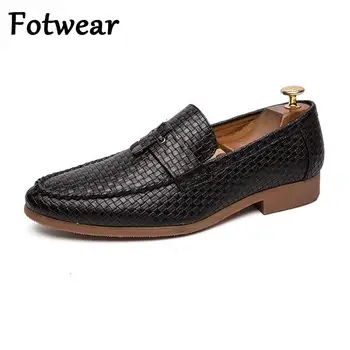 

Fotwear Designer Business Shoes Men Summer Breathable Tassel Dress Shoes Black Wedding Oxfords Classic Mens Office Loafers 47 46