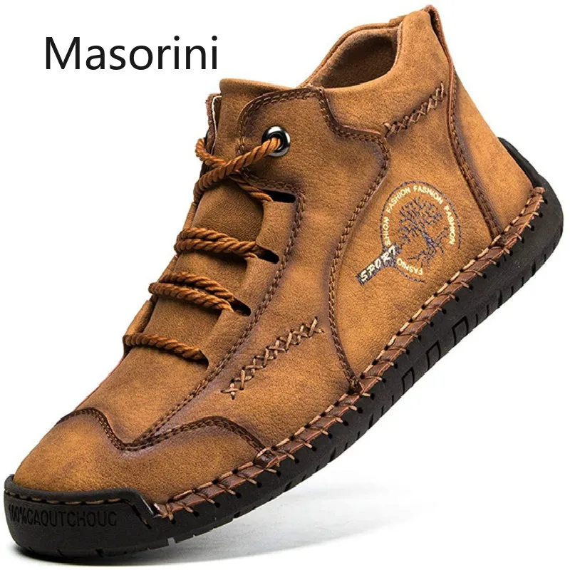 Мужские зимние ботинки ручной работы теплые водонепроницаемые ботильоны