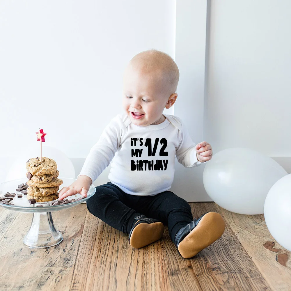 Комбинезон для младенцев с надписью It Is My Half Birthday осень/зима| |