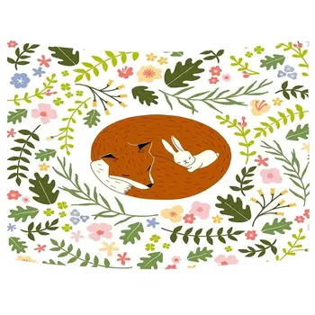 

Friendship Fox Rabbit White Custom Tapestry Decor Art