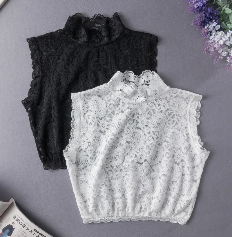 

Women Turtleneck Detachable Collar Lace Floral Sweater Shirt False Collars Female Solid Color Fake Collar Neckwear Neck Scarf