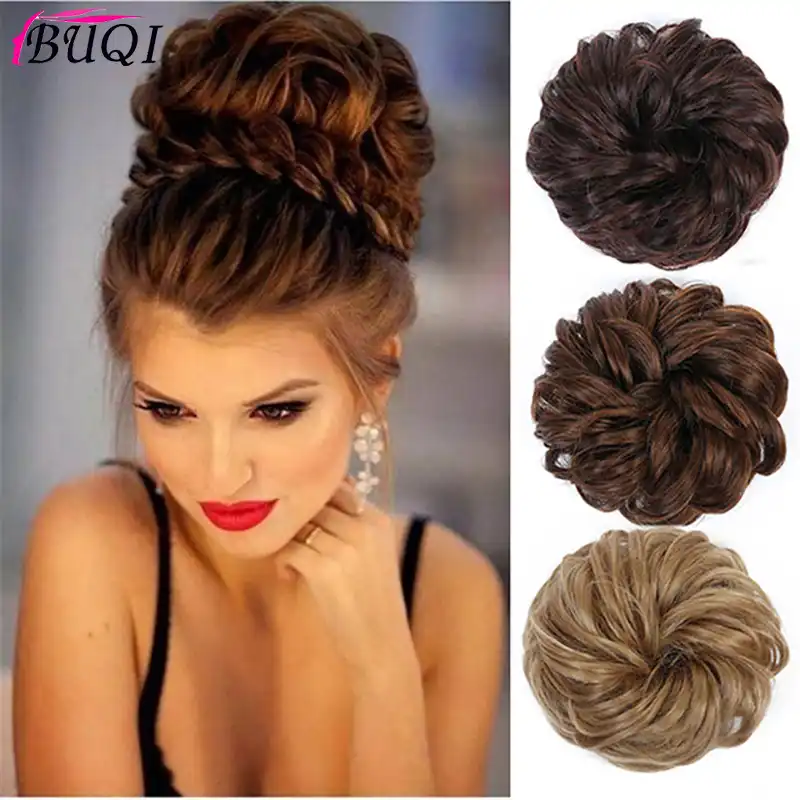 Buqi Fashion Women Synthetic Bun Elastic Dount Blonde Black Heat
