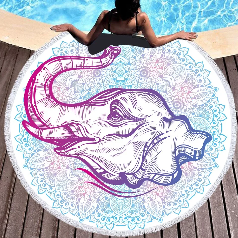 

Animal Leopard Fantasy 3D Print Round Beach Microfiber Towel With Tassel 150cm For Swimming Bath Picnic Bathroom Kitchen Towel