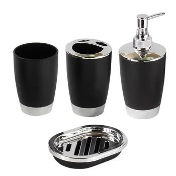 

4 Pcs/Set Bathroom Suit Plastic Shampoo Press Bottle Wash Gargle Cup Toothbrush Holder Soap Dish Bath Accessories TUE88