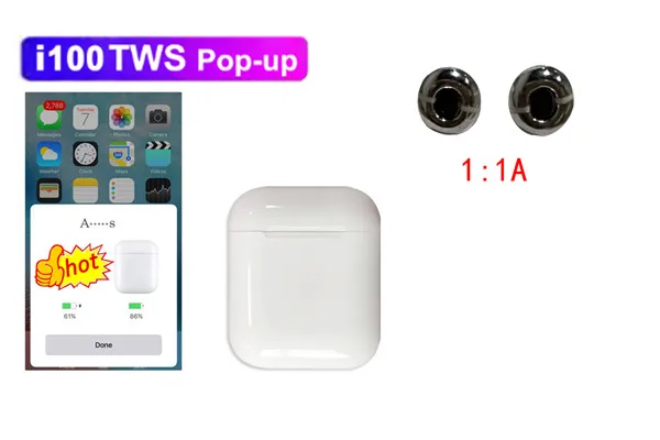 i100 A I100 TWS настоящая 1:1 размер Bluetooth 5,0 гарнитура 6D бас сенсорное управление беспроводные наушники Поддержка беспроводной зарядки PK I20 I80 I200 TWS - Цвет: i100 A