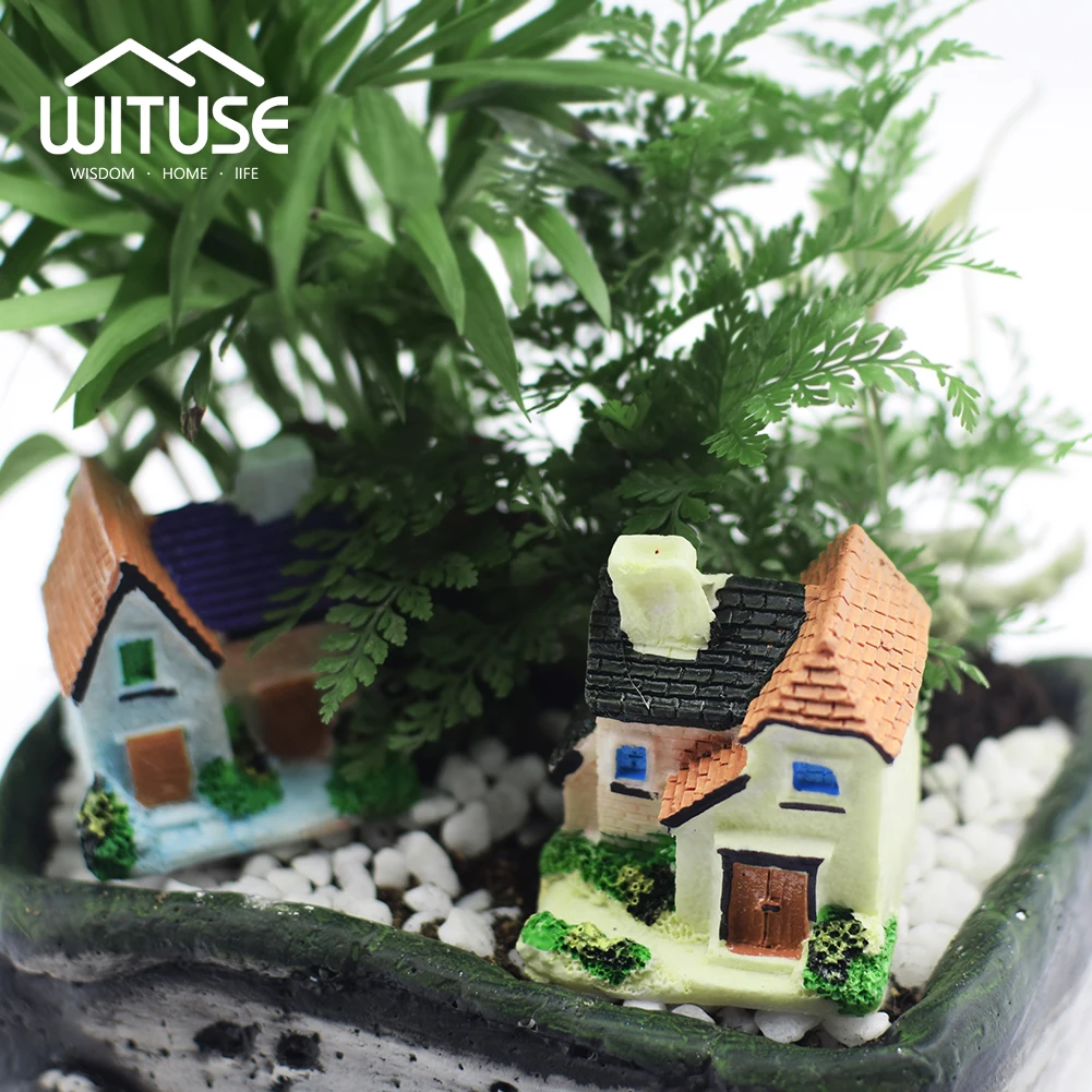 

Mini Small House Cottages DIY Toy Crafts Figure Moss Terrarium Fairy Garden Ornament Figurine Mirco Landscape Decor Random Color
