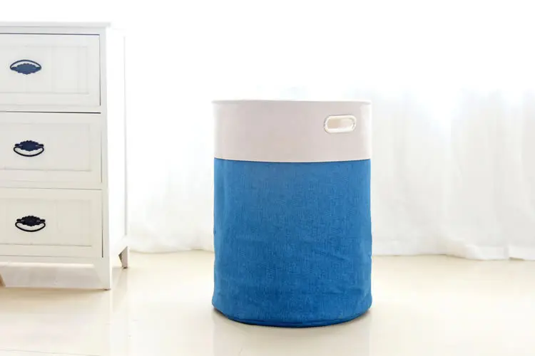 blue Laundry Basket Picnic Basket Stand Toy Storage Box Bag Cotton Washing Dirty Clothes Basket Organizer Bin Handle (9)