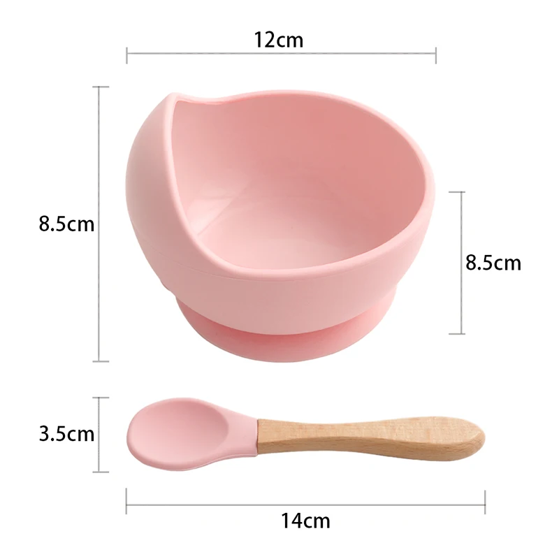 25 Colors High Quality Children's Tableware Feeding Solid Food Bowl Spoon Set Of Dishes Plates For Food Baby Stuff 5