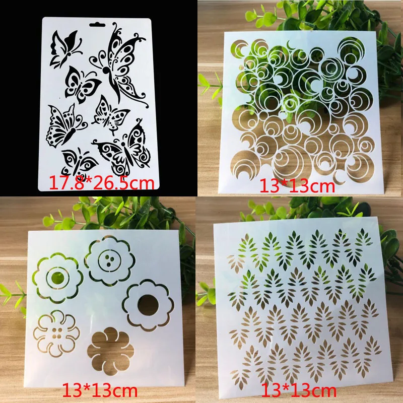 

4pc/set Stencils Bullet Journal Butterfly Template DIY Painting Lace Drawing Mold Graffiti Template For Painting Decor Reusable