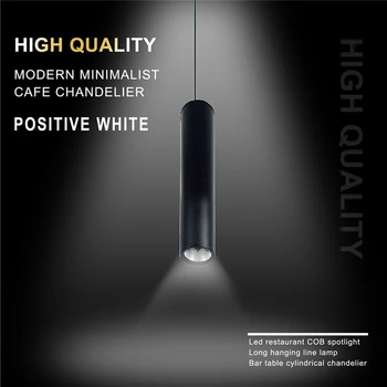 

Hot Black High quality modern minimalist cafe chandeliers Positive white led restaurant COB spotlights long tube hanging lamp ba