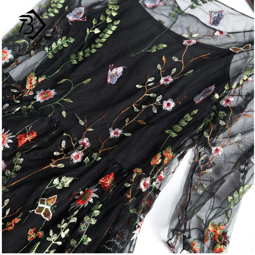 Вечерние платья с вышивкой, Подиумные Цветочные богемные платья с цветочной вышивкой, 2 предмета, винтажные сетчатые платья в стиле бохо для женщин, Vestido D75905