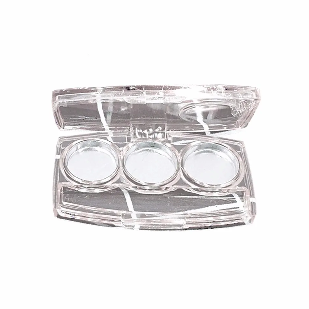 3 Grids Empty Clear Plastic Eyeshadow Case Mini Rectangle Shape Lipstick Box Pigment Palette Tray Makeup Dispenser Cosmetic |