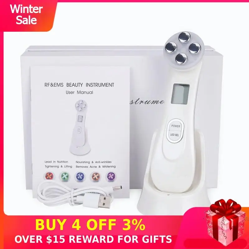

RF Radio Frequency Facial LED Mesotherapy Electroporation Photon Skin Care Device Face Lifting Tighten Eye Care Micro Current P