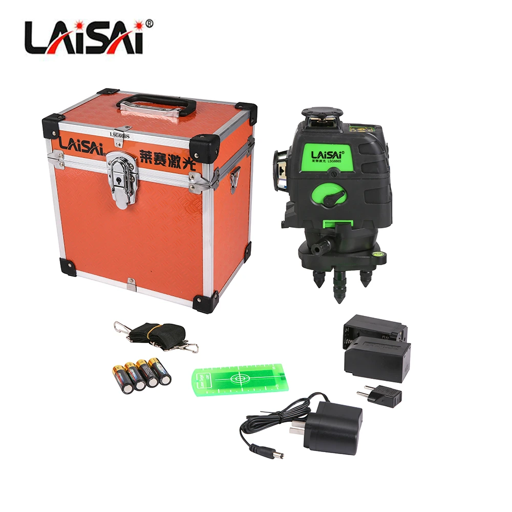 LAISAI Brand12 лазерный нивелир самонивелирующийся 360 горизонтальный и вертикальный крест супер OSRAM зеленый лазерный уровень 3d