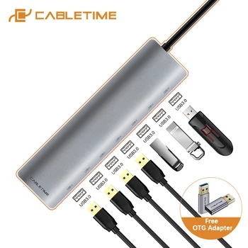 

Cabletime Type C HUB USB 3.0 Type-C to 7 Ports USB Splitter High Speed USB C Hub for Macbook Computer Laptop