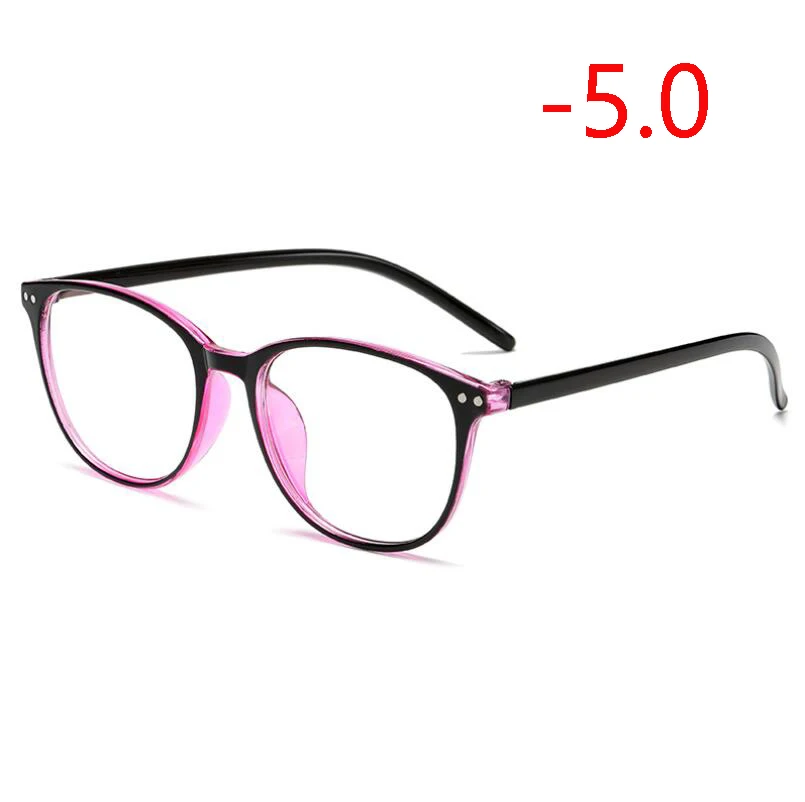 Модные художественные синие линзы для покрытия близорукости очки с градусом анти-синий свет близорукие очки-100-150 до-600 - Цвет оправы: Myopia 500
