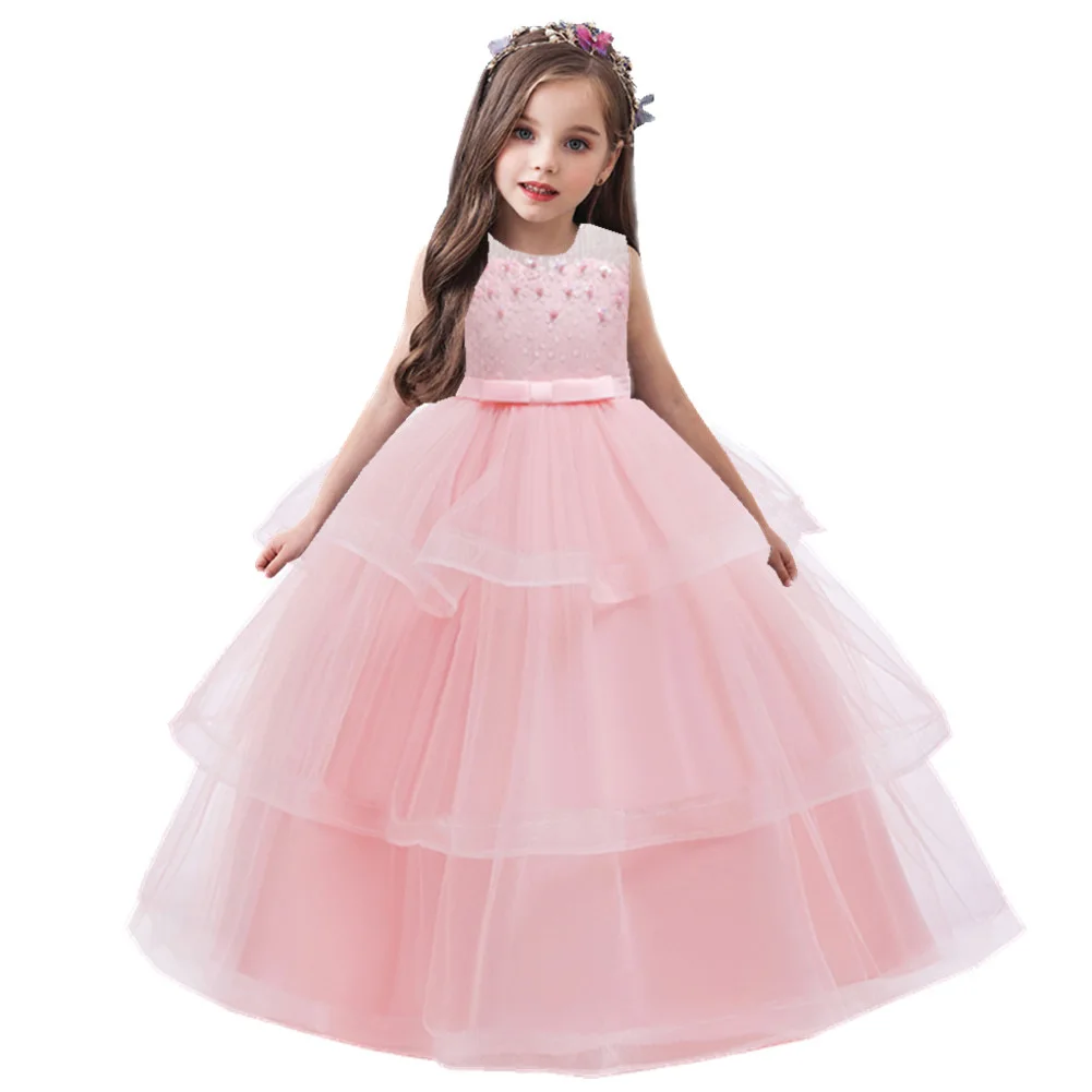Hot Models Flower CHILDREN'S Dress GIRL'S Dress Tutu Christmas Long Formal Dress Girl Dress