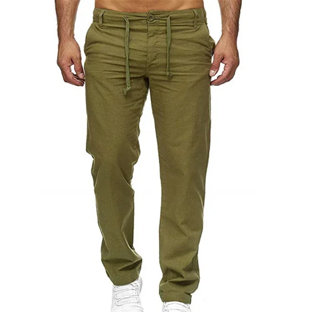 Army Green Мужские брюки, плиссированные повседневные брюки, облегающие, прямые, средняя талия, молния, карманы, трос, мужские брюки - Цвет: Army Green