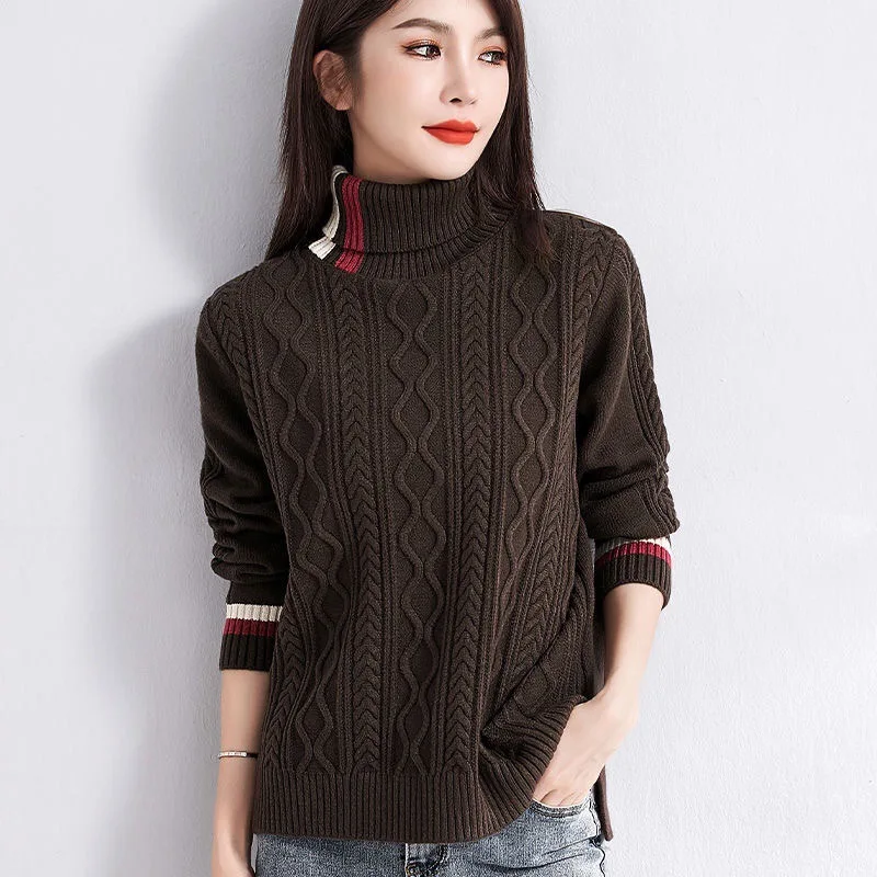 

Aesthetic Women Winter Sweater Clothes Set The New Female Hedging Lazy Wind Temperament Simplicity High Collar