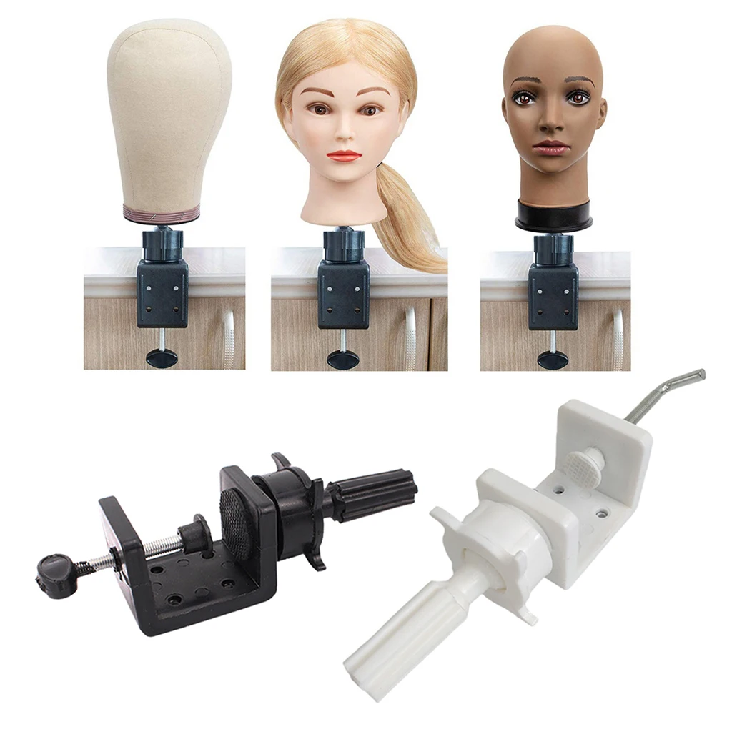 Hair Salon Mannequin Canvas Head Wig Holder Desk Table Clamp Clip Tool Adjustable Height Cosmetology Mannequin Stand