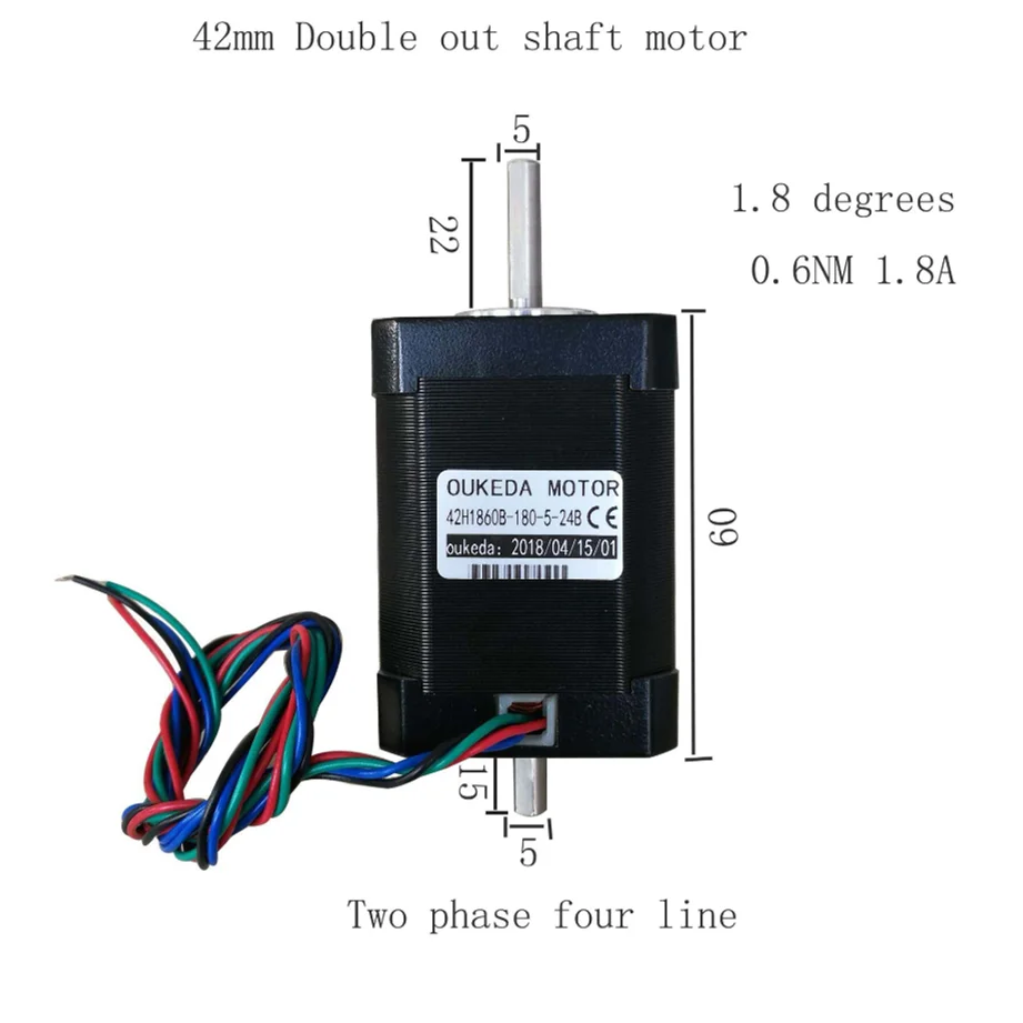 

NEMA 17 dual shaft stepper motor 60mm high torque NEMA17 stepper motor 0.6Nm 1.8A