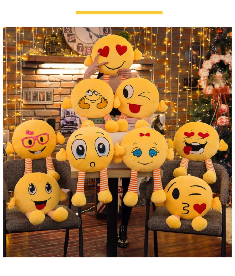 New Style QQ Expression Doll Pillow Cute Cartoon Stuffed Toy with Leg Expression Creative Pillow Gift Doll