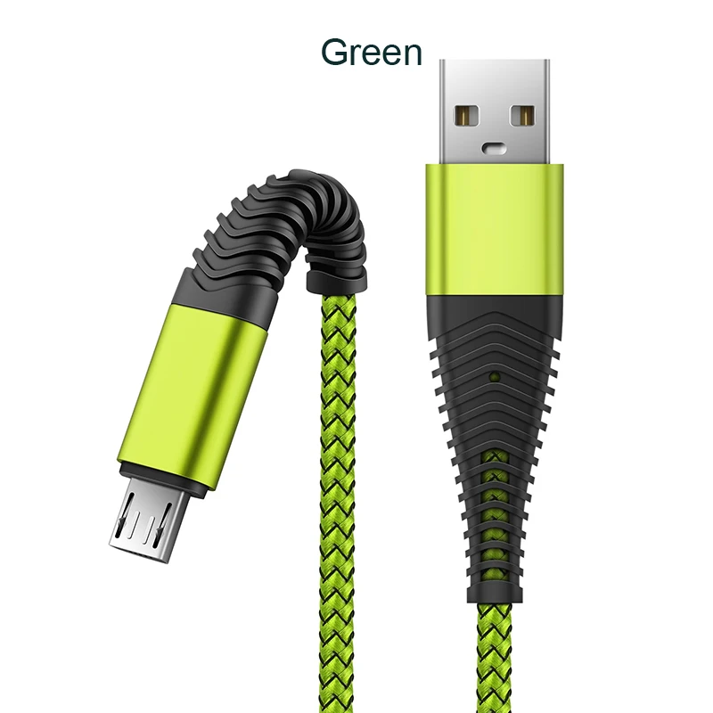 Green(Micro USB) 1/2/3 м зарядный кабель для синхронизации данных в Зарядное устройство Micro USB зарядный кабель USB C iOS зарядный кабель для передачи данных для iP 6 7 8 XS XR для LG для OnePlus - Цвет: Green(Micro USB)