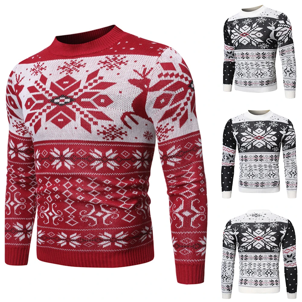 Warm Wool Coats Knitwears Men Elk Christmas Pullovers Casual Men Autumn Winter Wool Sweaters O-neck Long Sleeve Knitted Sweaters
