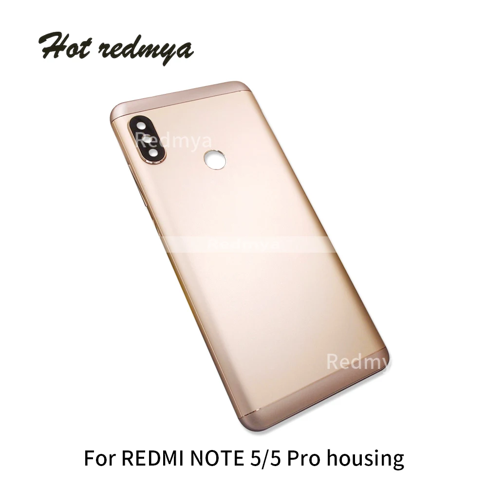 Корпус для Xiaomi Redmi Note 5, металлическая задняя крышка для батареи, запасные части, чехол с боковой кнопкой, объектив Camear