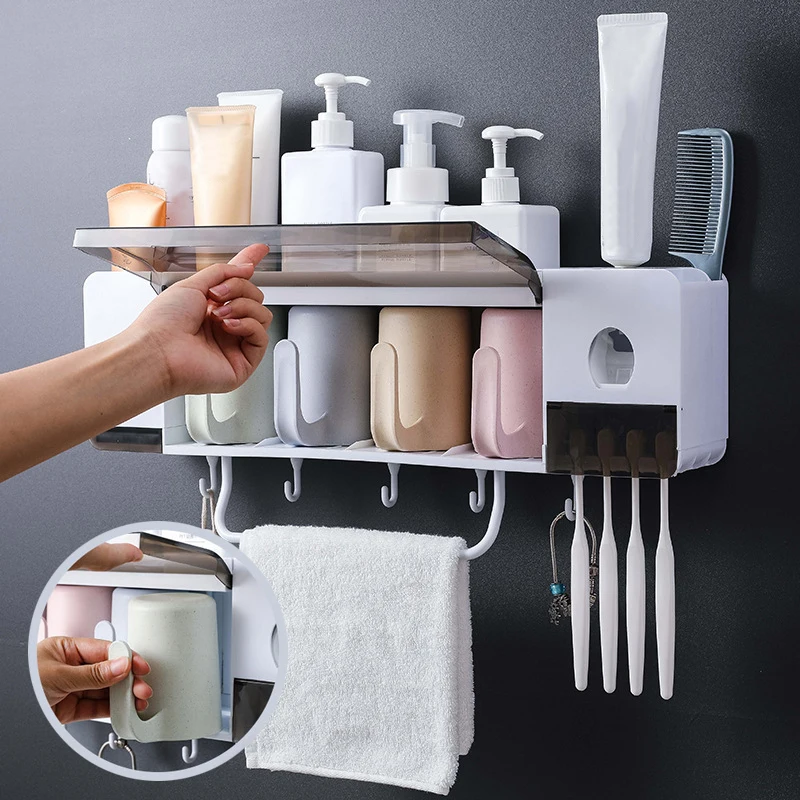 

Toothbrush Holder Bathroom Accessories Sets Household Items Unique Bathroom Storage Box Case 1Set Toothpaste Squeezer Dispenser