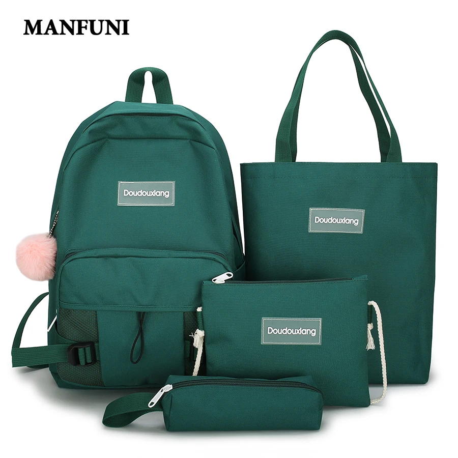

Backpack Women Backpack Fashion Multi-pocket Shoulder Bag School Bag for Teenage Girl Children 4 Pieces Set Backpacks Travel Bag