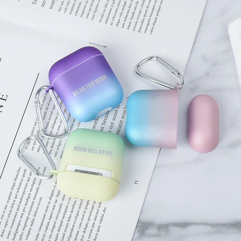 Беспроводной Bluetooth защитный чехол для наушников для Airpods 2 1 Жесткий ПК чехол для наушников Silm градиентный милый красочный зарядный ящик сумка