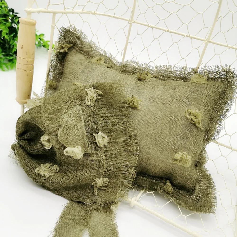 Newborn Photography Props Accessories Baby Photography Linen Hat+Pillow Set Baby Photo Props Accessory Studio Fotografia Hats