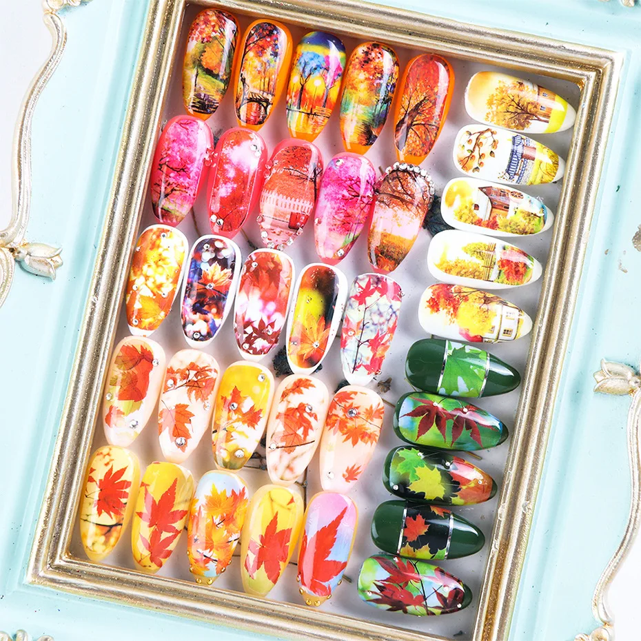 

12pcs Nail Art Sticker Water Transfer Decals animal and plant letter patterns Set Slider Tattoo Foil Manicure 3D Decoration