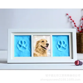 

2020 Pet Fashion Three-color Log Frame or White Painted Wooden Frame Pet Baby Paw Print Dog Baby Footprint Photo Frame