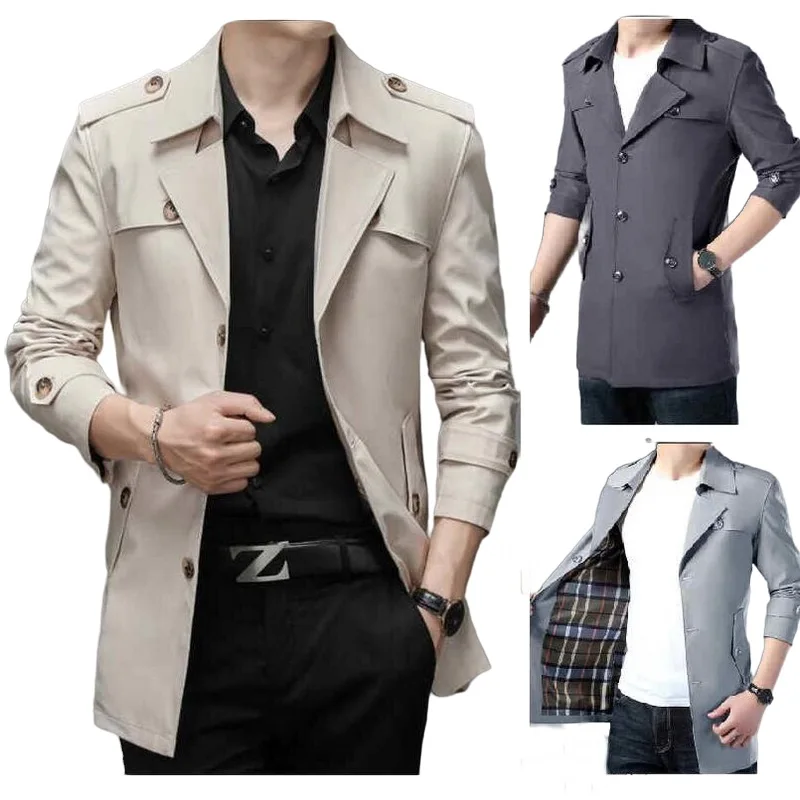 

Men's Turn-down Collar Trenchs Single-breasted Jackets Fashion Men's Business Jacket 8 Color Men's Overcoat X-Long Trench